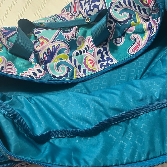 Vera Bradley Blue and Pink Travel Bag with Paisley Design - Picture 4 of 5
